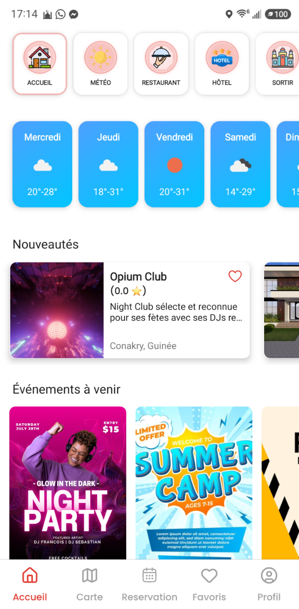 Écran d’accueil GN-Tour